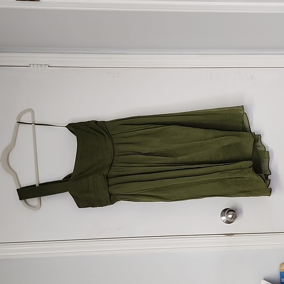 Jcrew size 16 green silk chiffon one shoulder dress - Picture 3 of 3